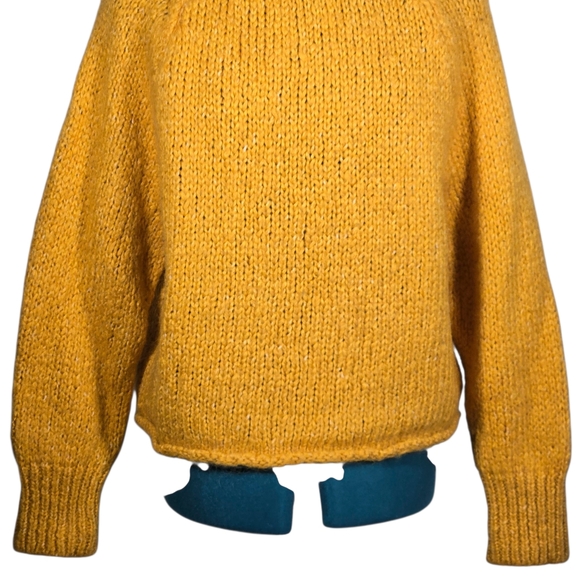 Zara Mohair Blend Chunky Knit Sweater Mustard Yellow Gold Pullover Small - Picture 5 of 9